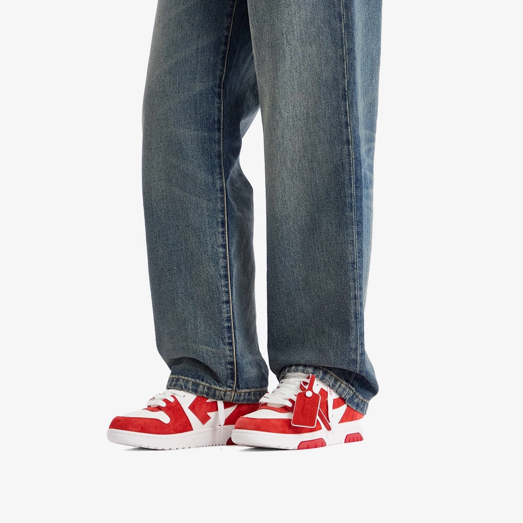 Off White Men's Out Of Office Suede Sneaker Brick Red/White